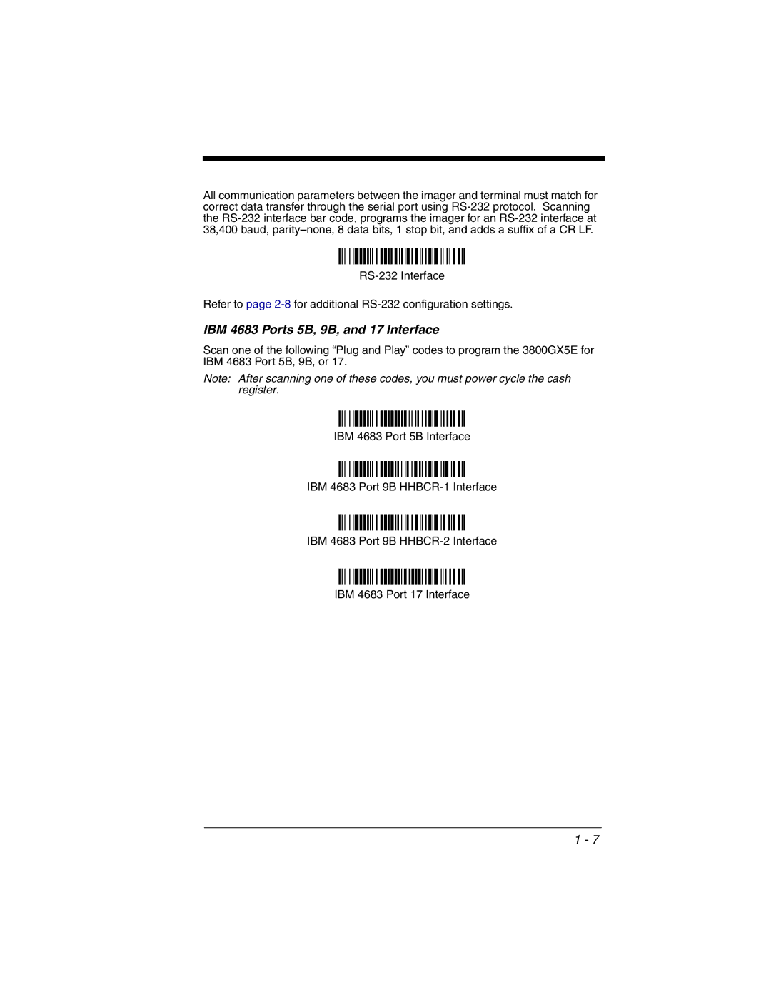 Honeywell 3800gHD manual IBM 4683 Ports 5B, 9B, and 17 Interface 