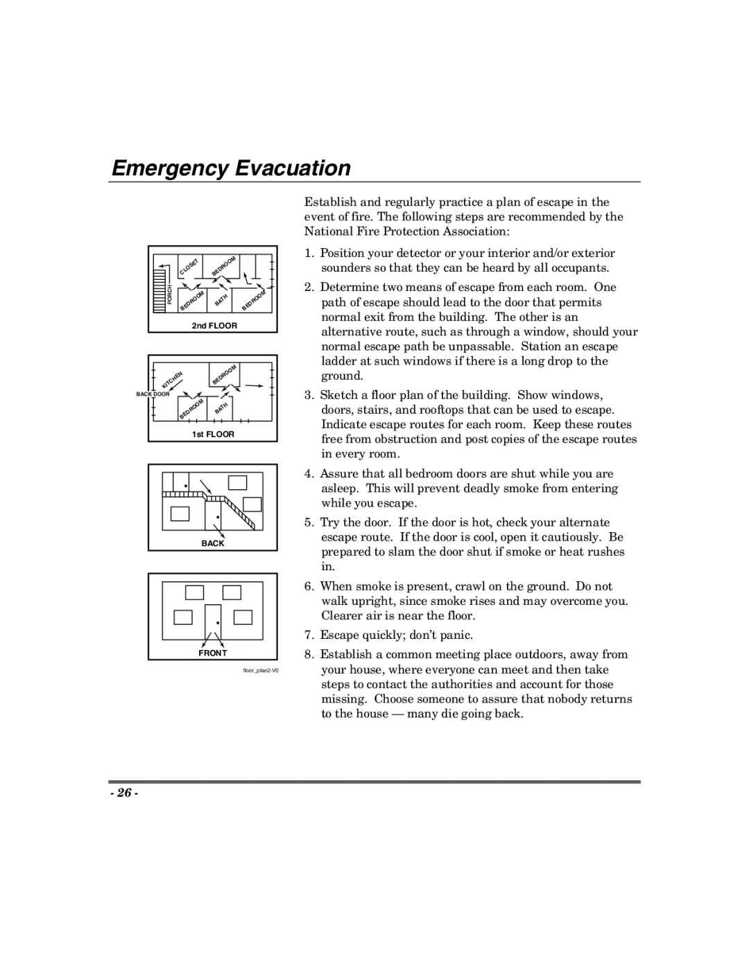 Honeywell 624, 400, 600, 848 manual Emergency Evacuation 