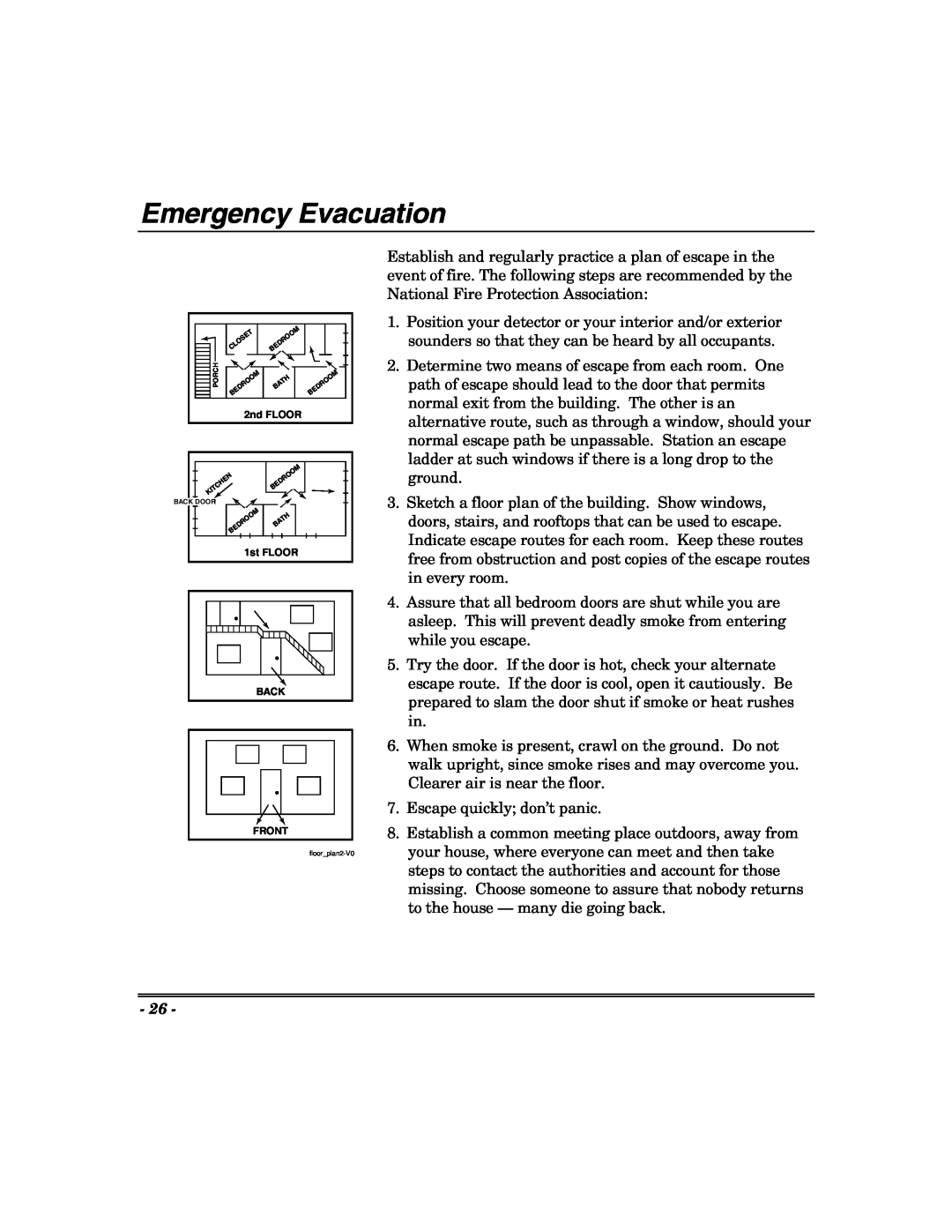 Honeywell 624, 400, 600, 848 manual Emergency Evacuation 