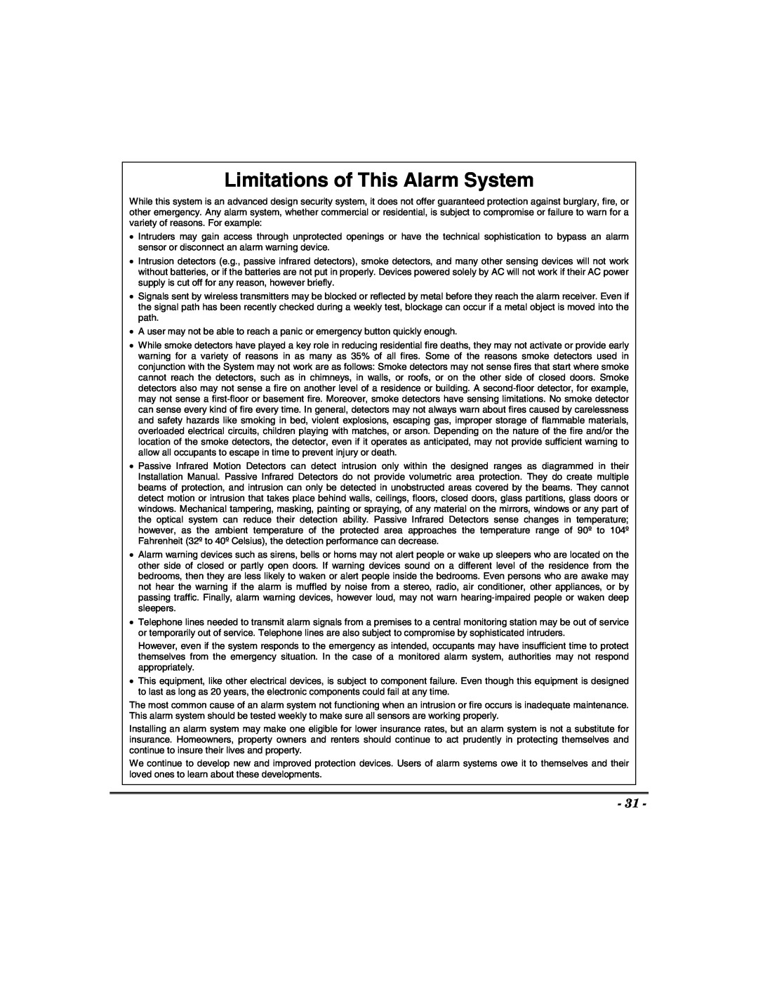 Honeywell 848, 400, 600, 624 manual Limitations of This Alarm System 