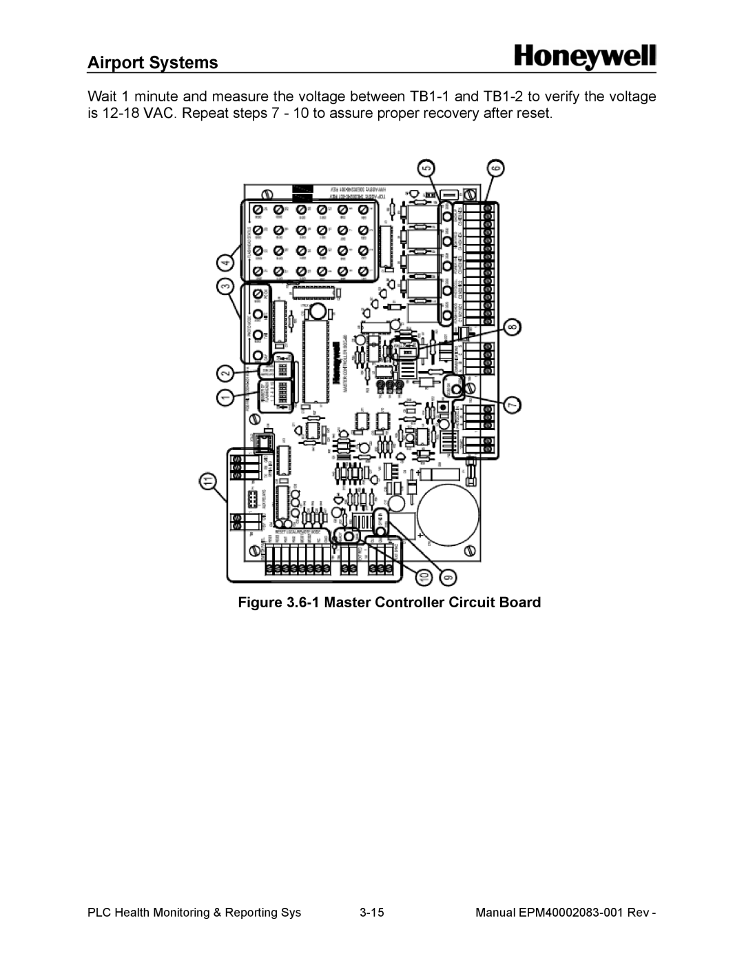 Honeywell 40002083 installation and operation guide Master Controller Circuit Board 