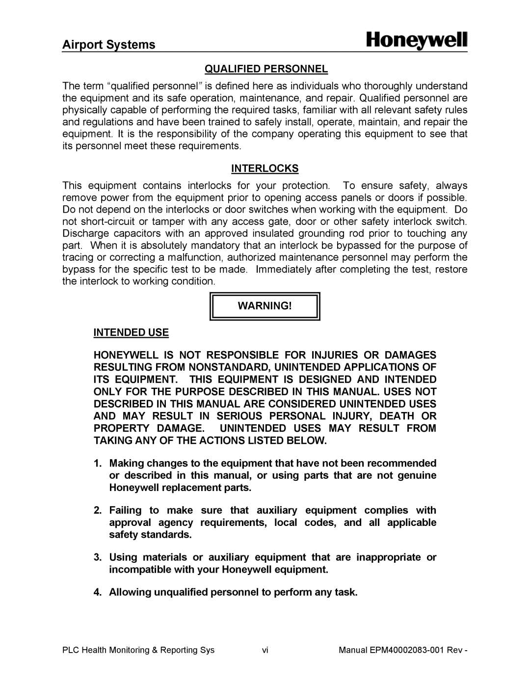 Honeywell 40002083 installation and operation guide Qualified Personnel, Interlocks 