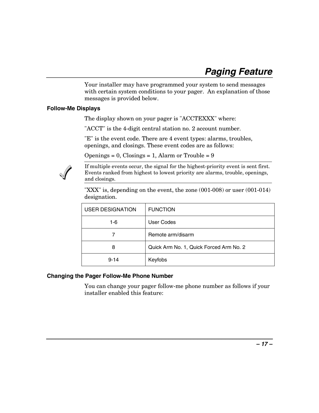 Honeywell 408EU manual Paging Feature, Follow-Me Displays, Changing the Pager Follow-Me Phone Number 