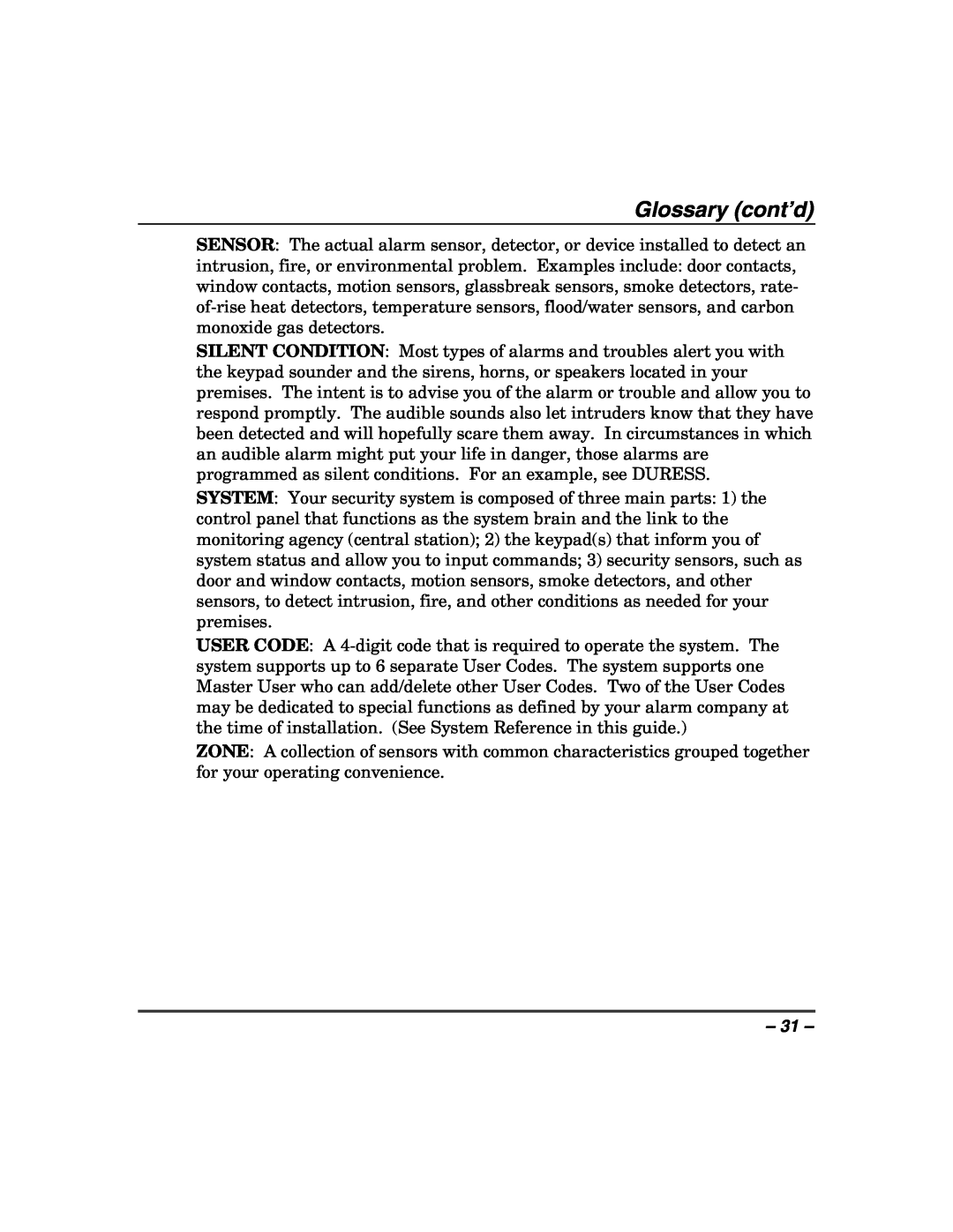 Honeywell 408EU manual Glossary cont’d 