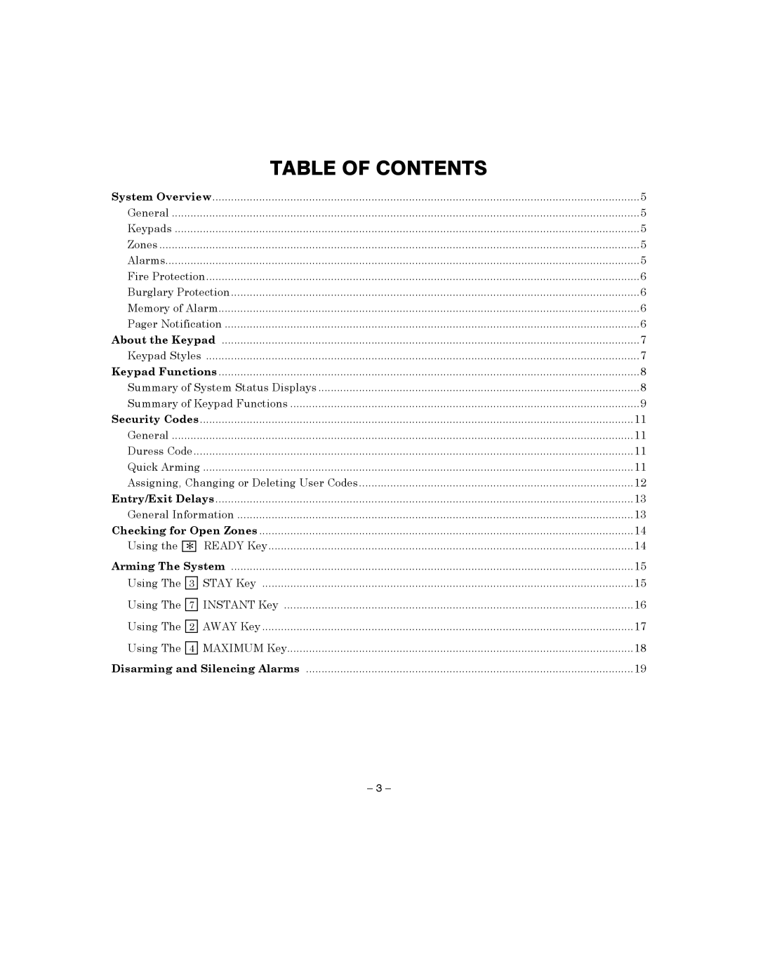 Honeywell 4110XM manual Table of Contents 