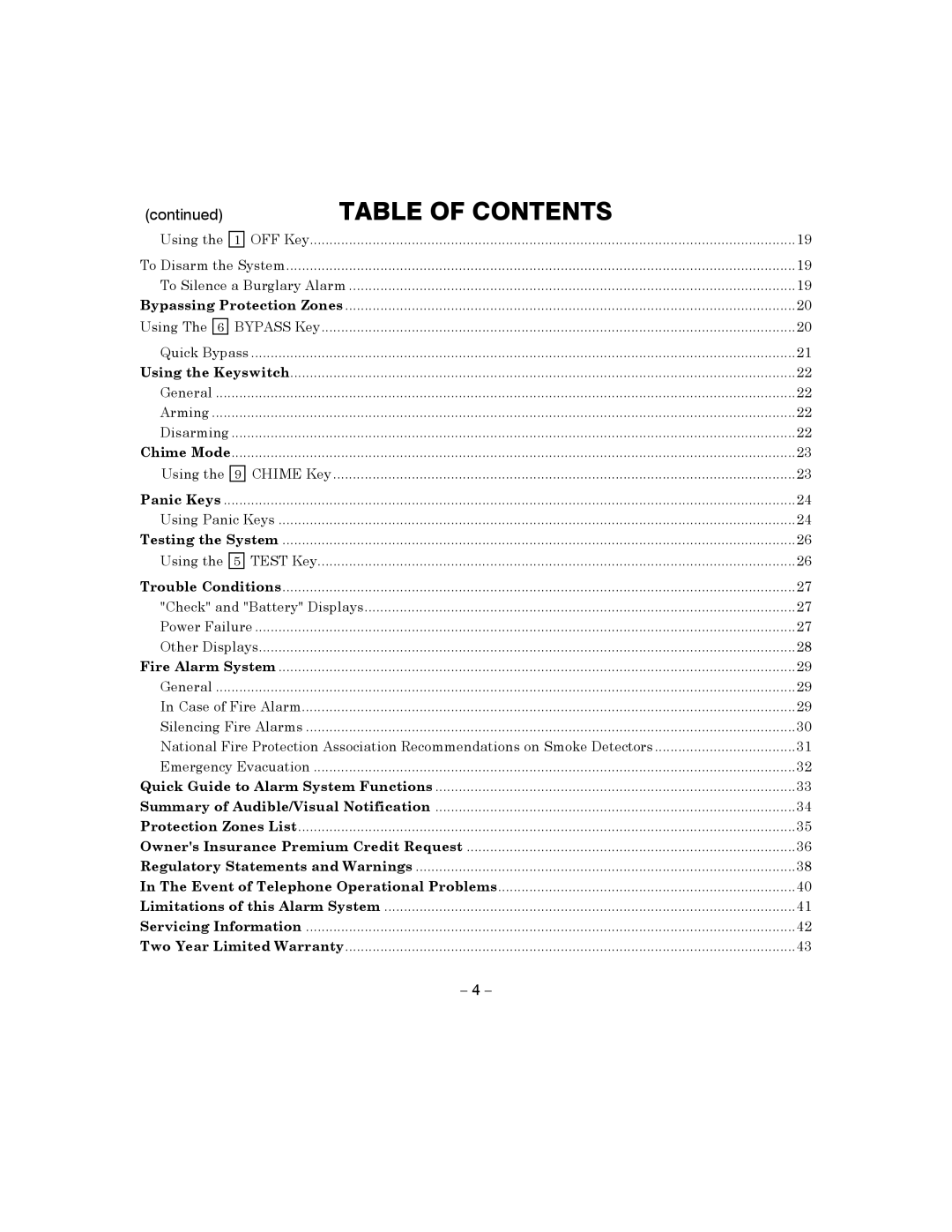 Honeywell 4110XM manual Table of Contents 