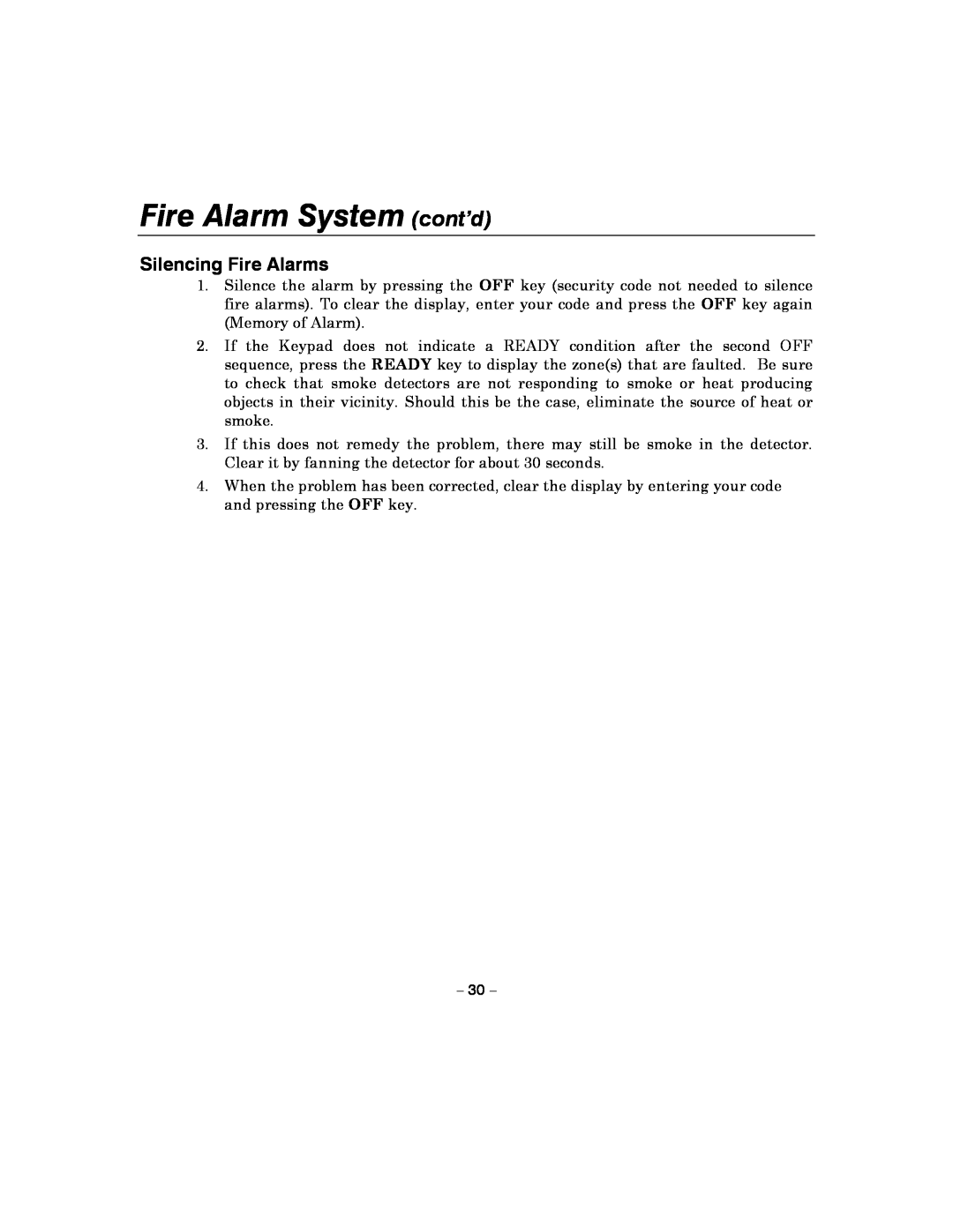 Honeywell 4110XM manual Fire Alarm System cont’d, Silencing Fire Alarms 