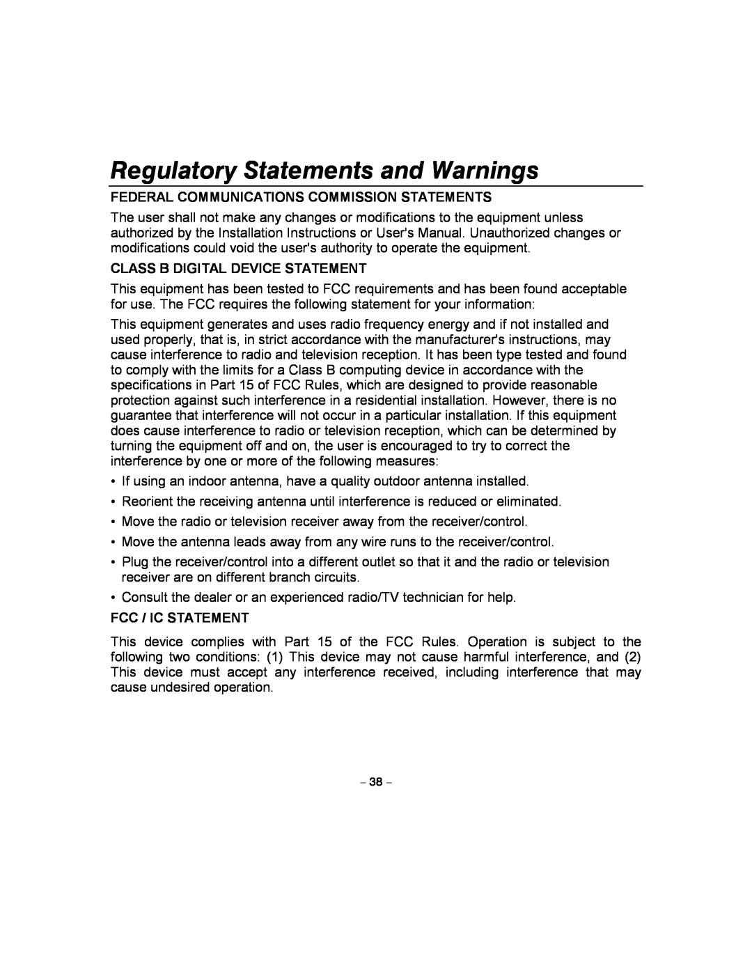 Honeywell 4110XM manual Regulatory Statements and Warnings 