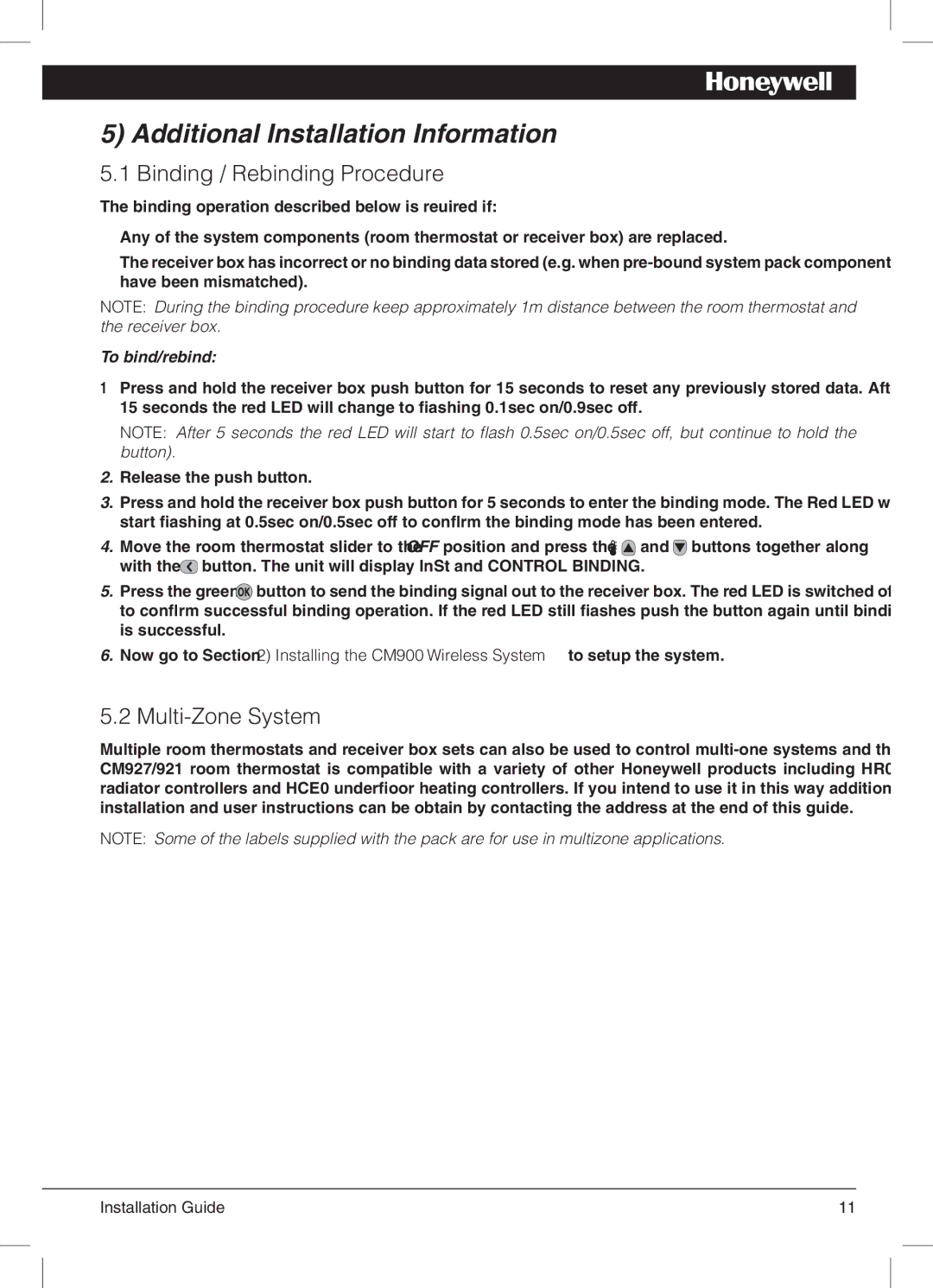 Honeywell 42011076-003 manual Additional Installation Information, Binding / Rebinding Procedure, Multi-Zone System 