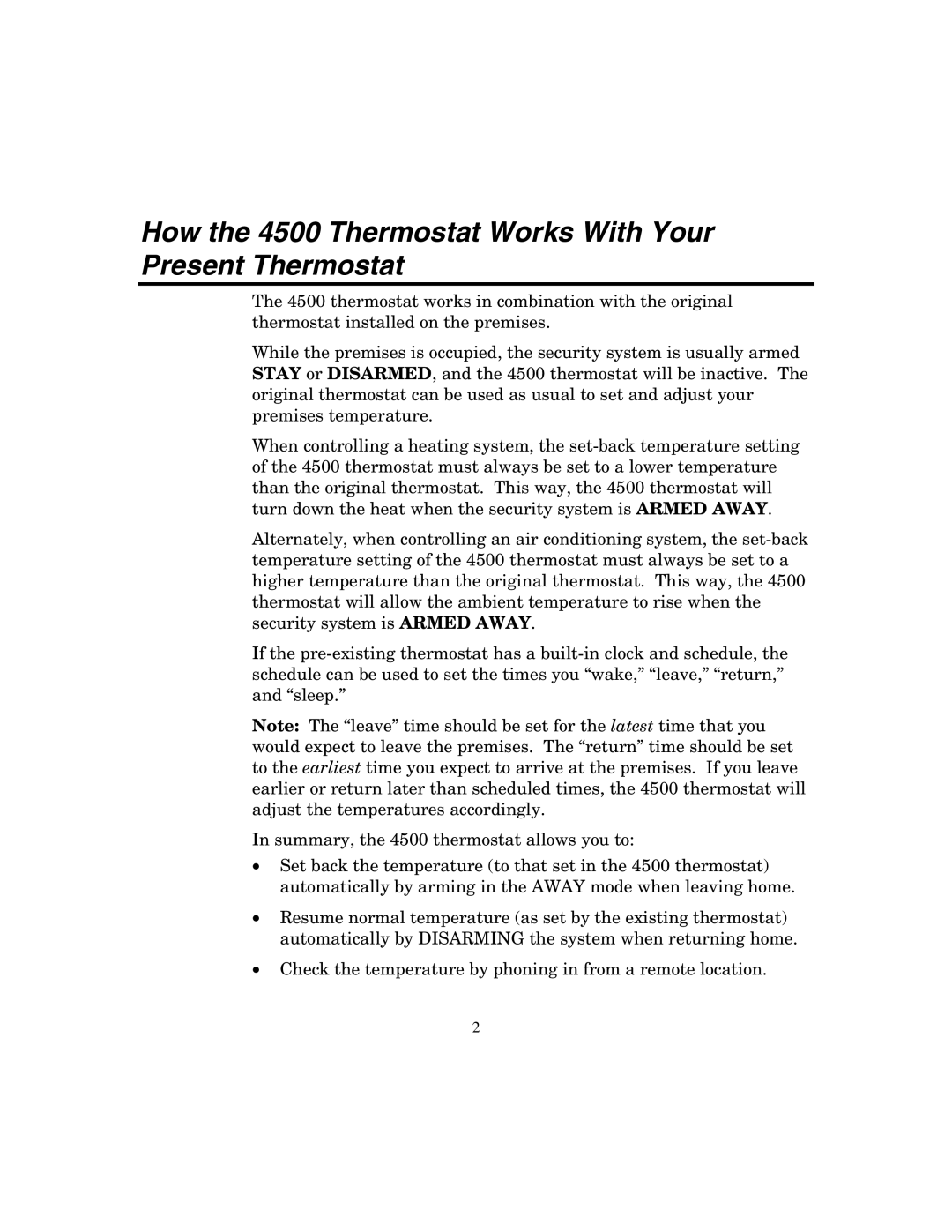 Honeywell manual How the 4500 Thermostat Works With Your Present Thermostat 