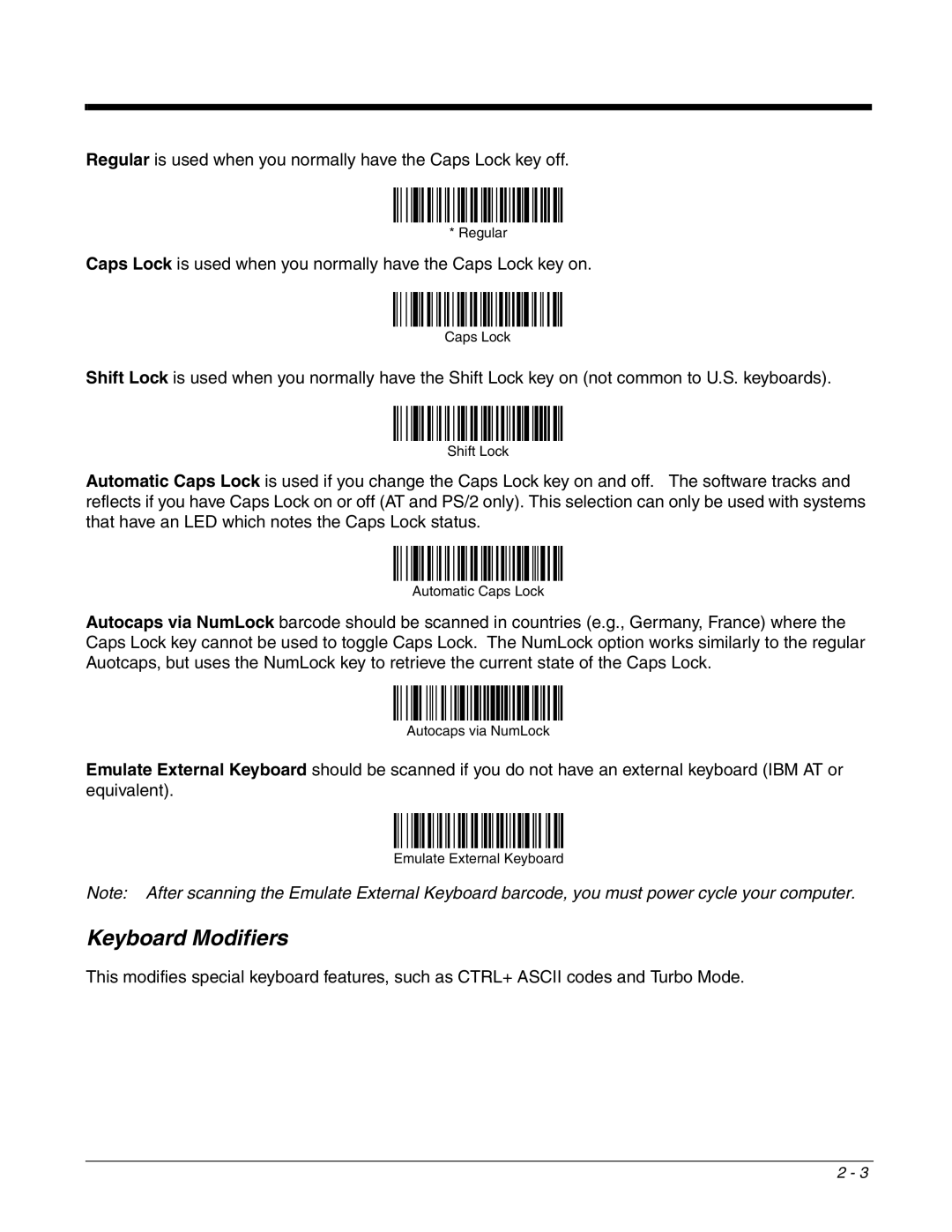 Honeywell 4800dr manual Keyboard Modifiers 