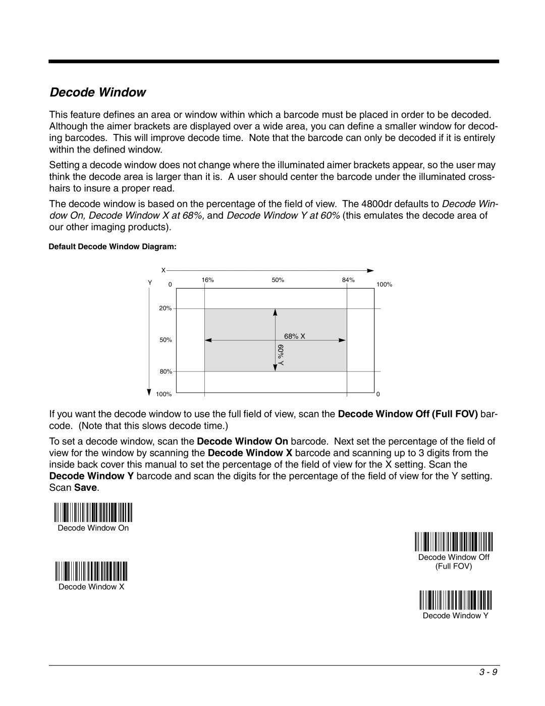 Honeywell 4800dr manual Decode Window 