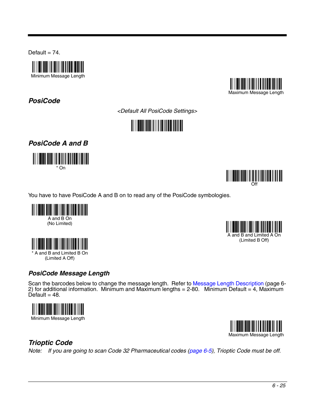 Honeywell 4800dr manual PosiCode a and B, PosiCode Message Length 