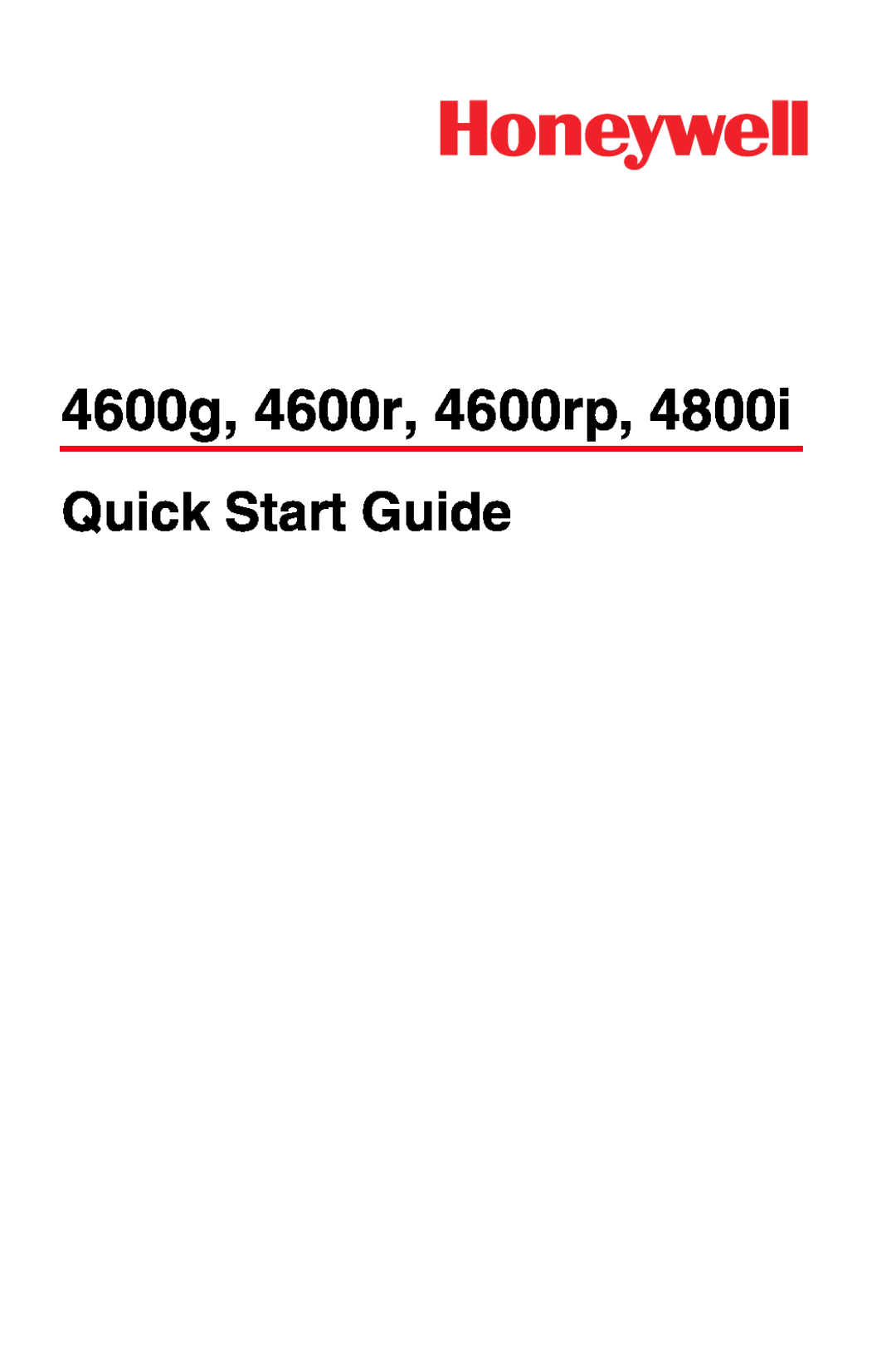 Honeywell 4800i quick start 4600g, 4600r, 4600rp, Quick Start Guide 