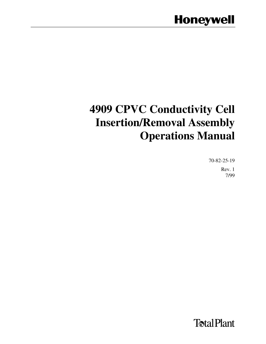 Honeywell 4909 CPVC manual Rev 7/99 