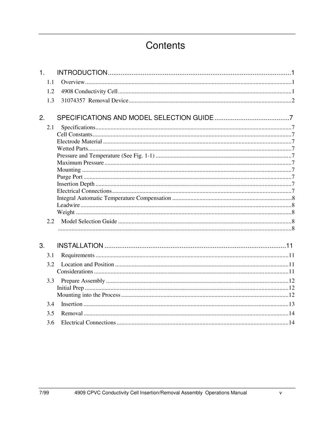 Honeywell 4909 CPVC manual Contents 