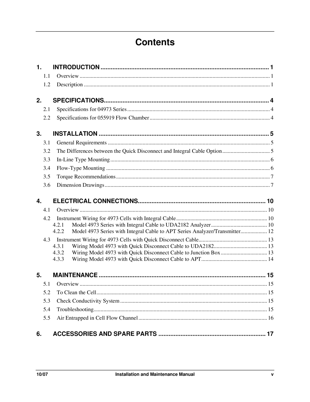 Honeywell 4973 Series manual Contents 