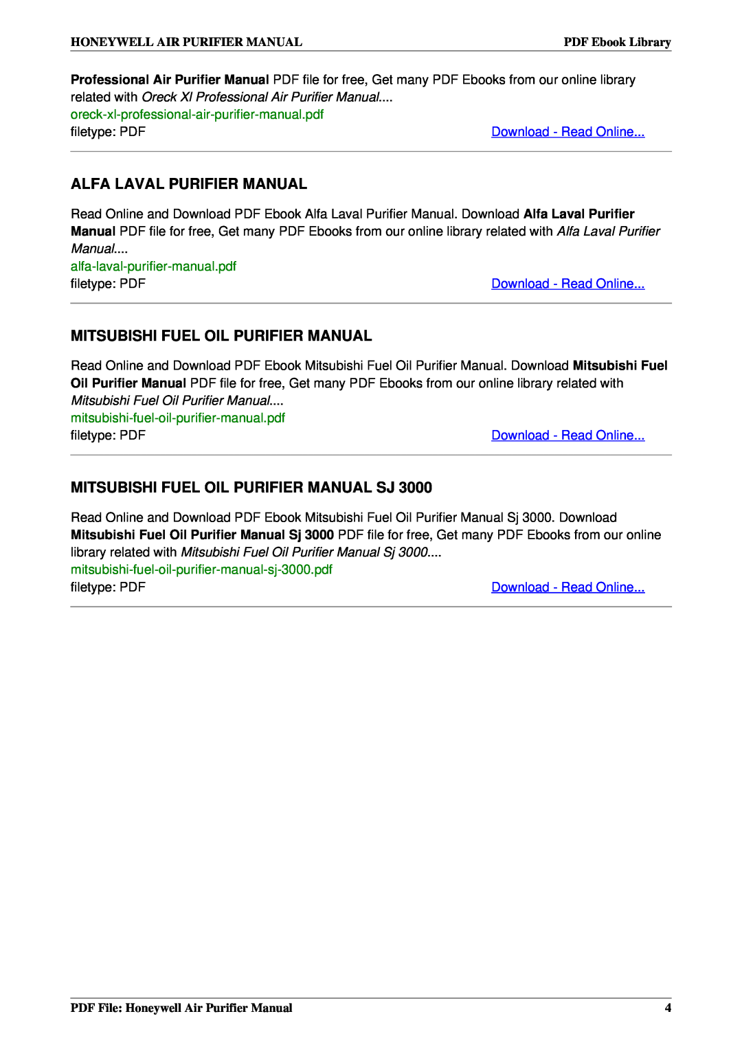 Honeywell 18155, 50300 Alfa Laval Purifier Manual, Mitsubishi Fuel Oil Purifier Manual Sj, Download - Read Online 