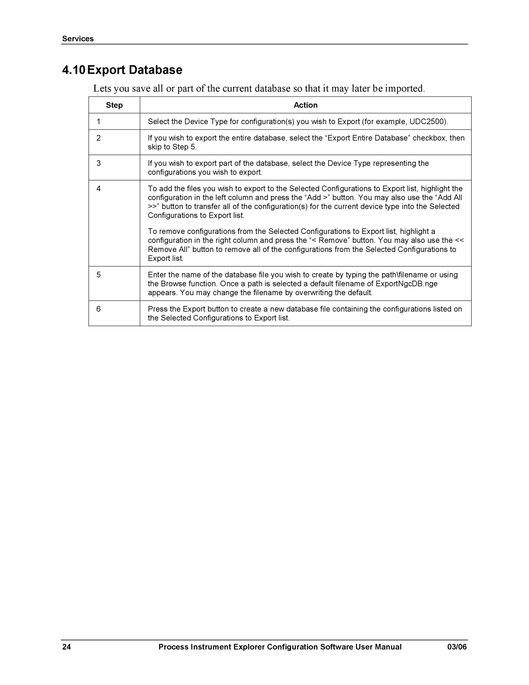 Honeywell 51-52-25-131 user manual 10Export Database 