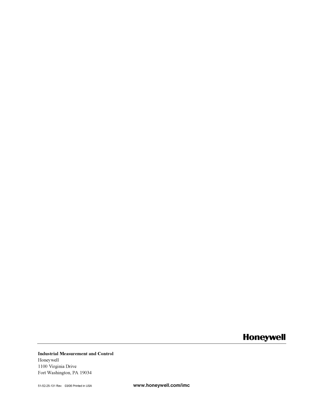 Honeywell 51-52-25-131 user manual Industrial Measurement and Control 