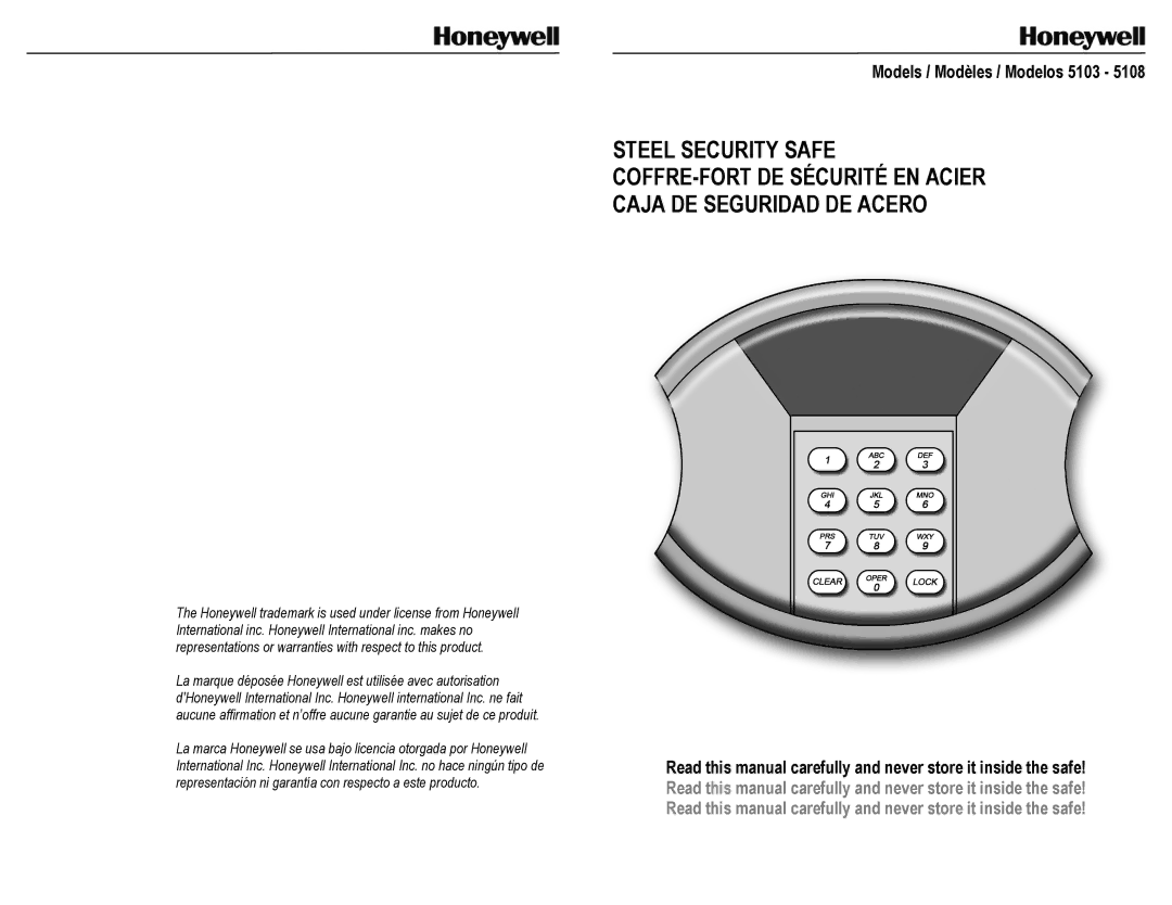 Honeywell manual Models / Modèles / Modelos 5103 