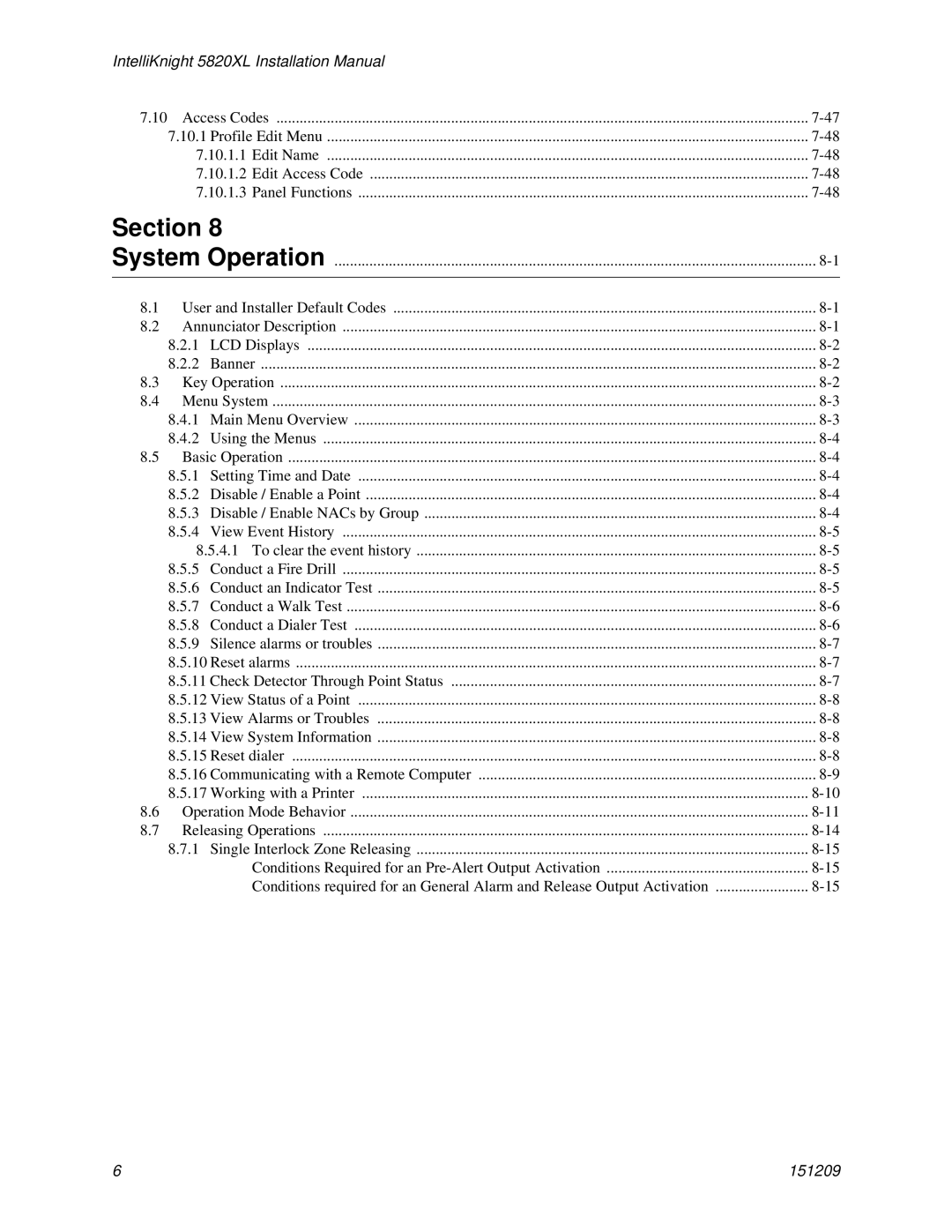 Honeywell 5820XL manual Section 