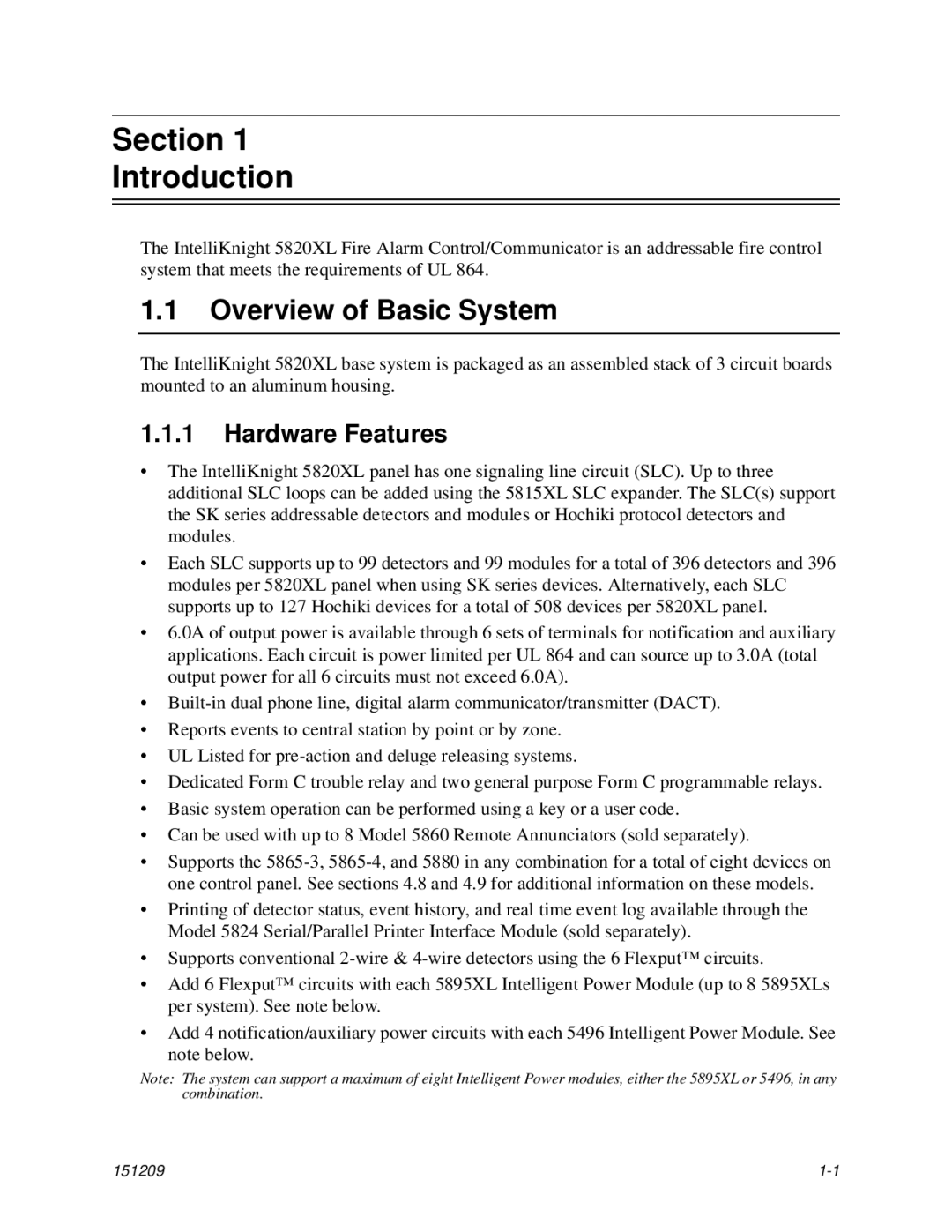 Honeywell 5820XL manual Overview of Basic System, Hardware Features 