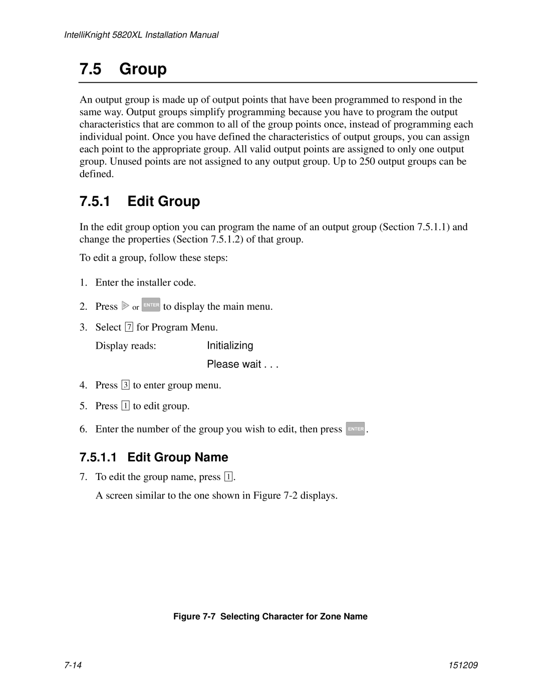 Honeywell 5820XL manual Edit Group Name 