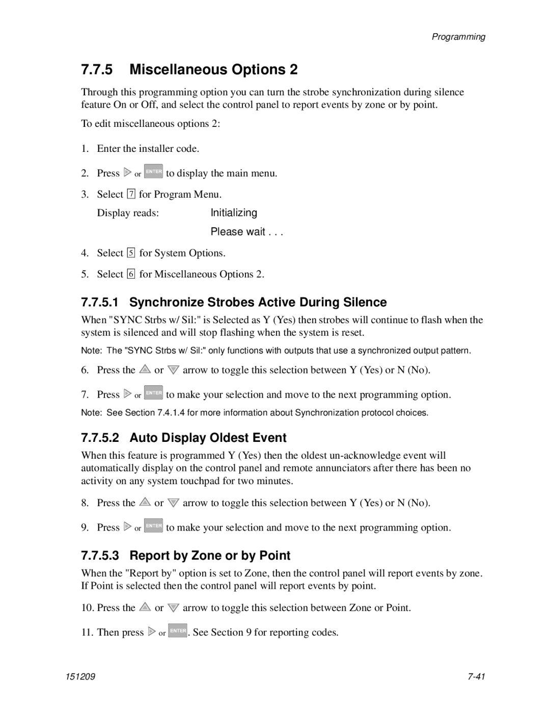 Honeywell 5820XL manual Synchronize Strobes Active During Silence, Auto Display Oldest Event, Report by Zone or by Point 