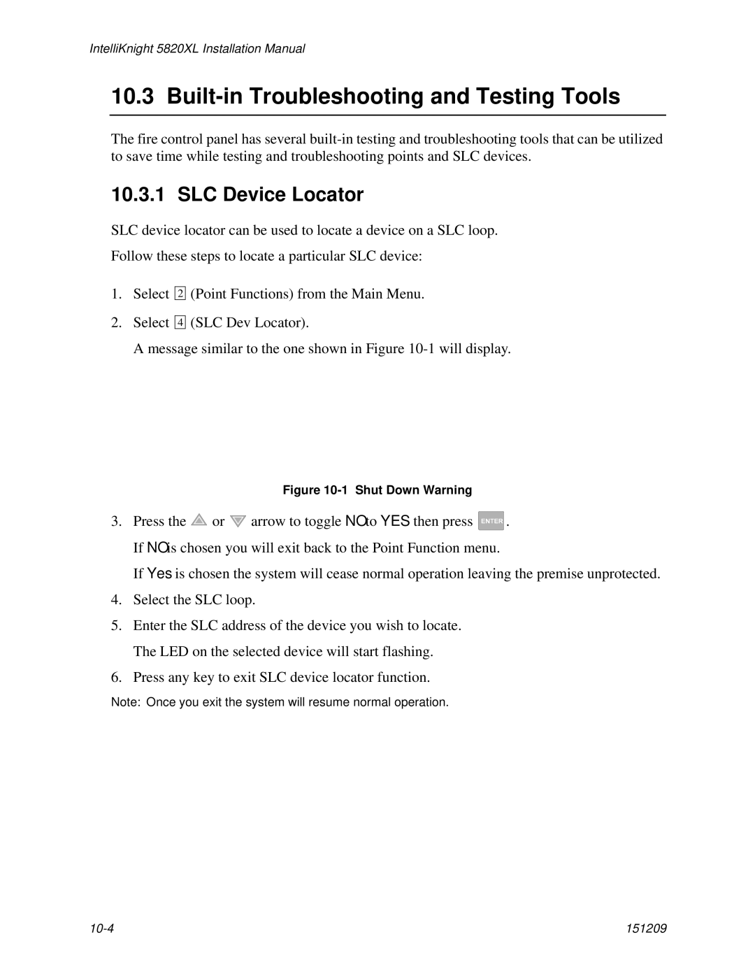 Honeywell 5820XL manual Built-in Troubleshooting and Testing Tools, SLC Device Locator 