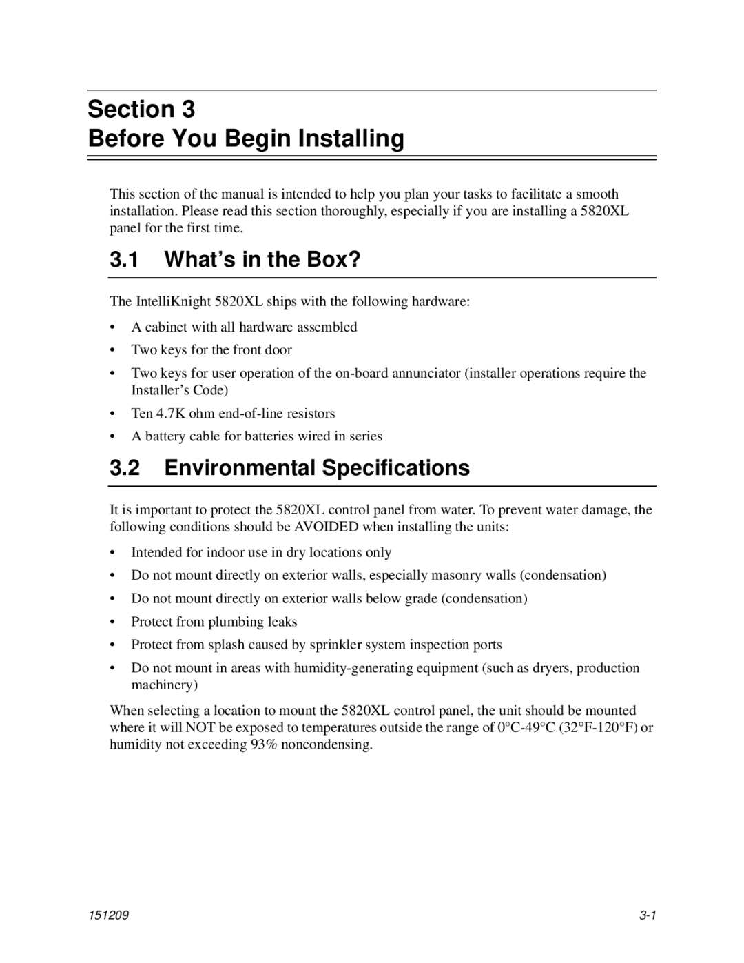 Honeywell 5820XL manual What’s in the Box?, Environmental Specifications 