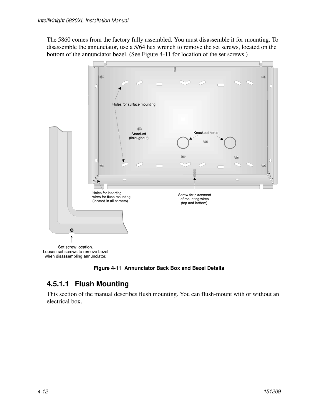 Honeywell 5820XL manual Flush Mounting, Annunciator Back Box and Bezel Details 