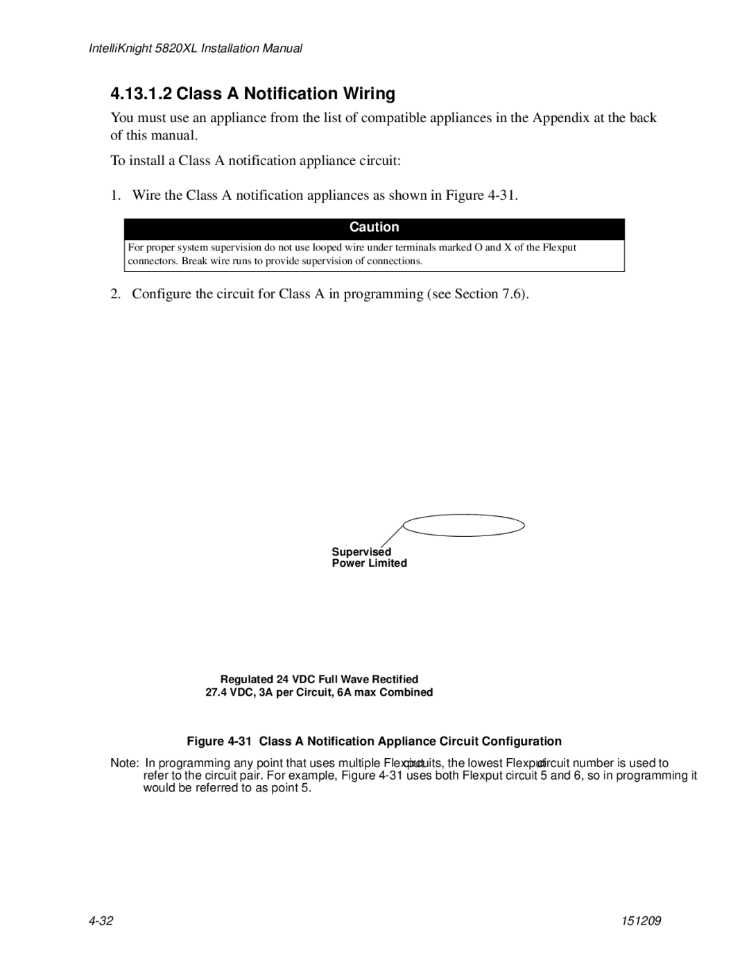 Honeywell 5820XL manual Class a Notification Wiring, Class a Notification Appliance Circuit Configuration 