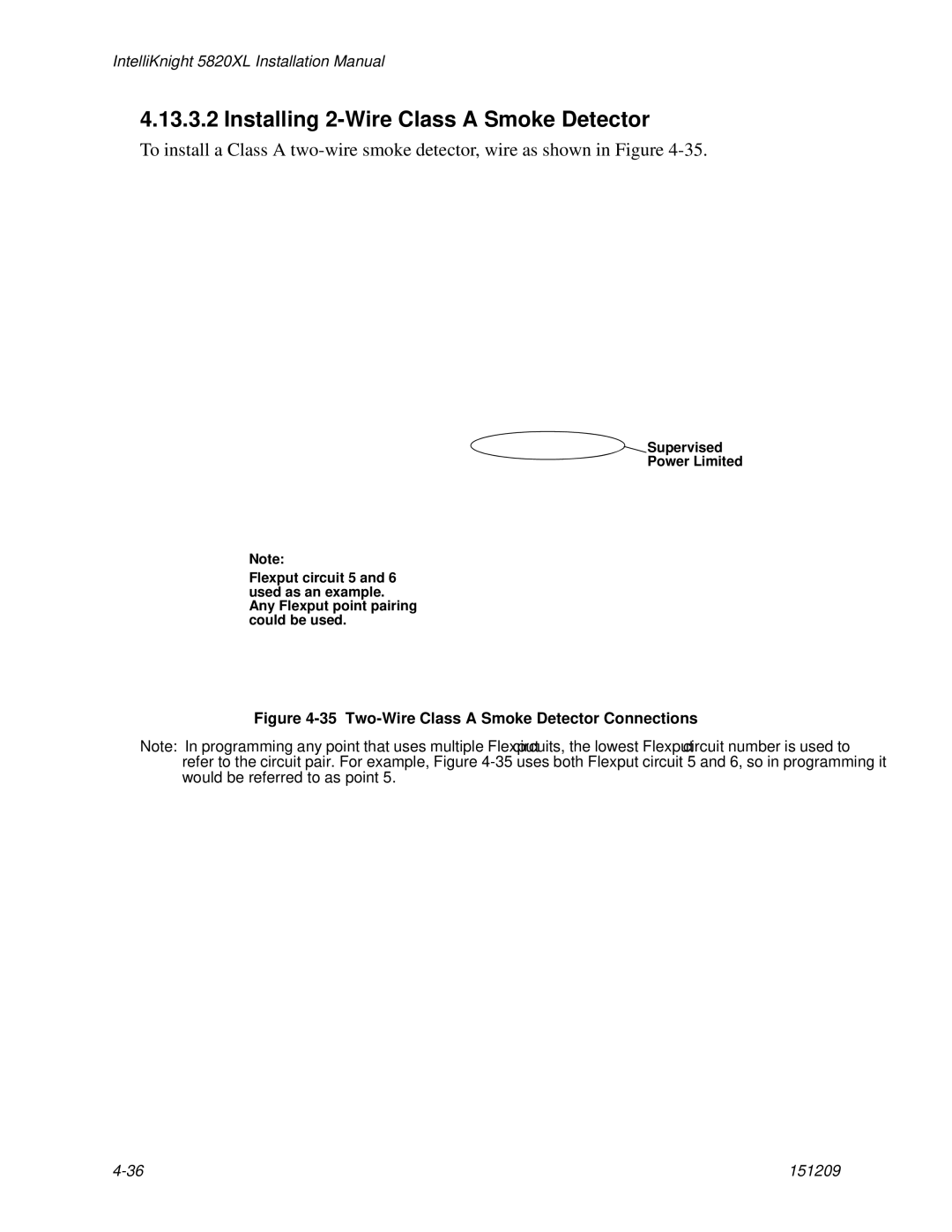 Honeywell 5820XL manual Installing 2-Wire Class a Smoke Detector, Two-Wire Class a Smoke Detector Connections 