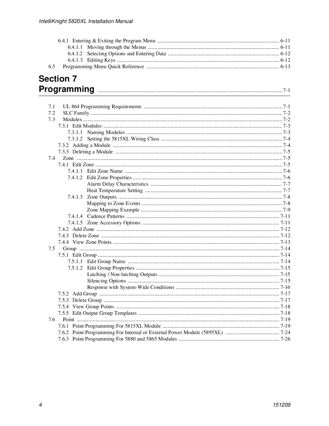 Honeywell 5820XL manual Section 