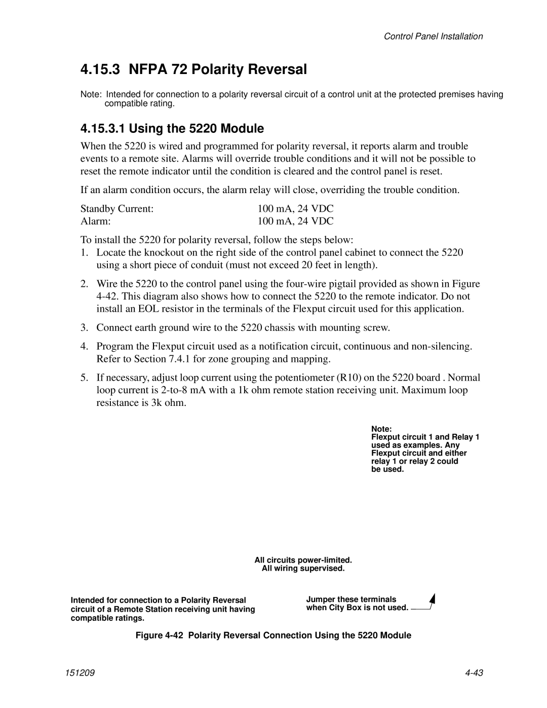 Honeywell 5820XL manual Nfpa 72 Polarity Reversal, Using the 5220 Module 