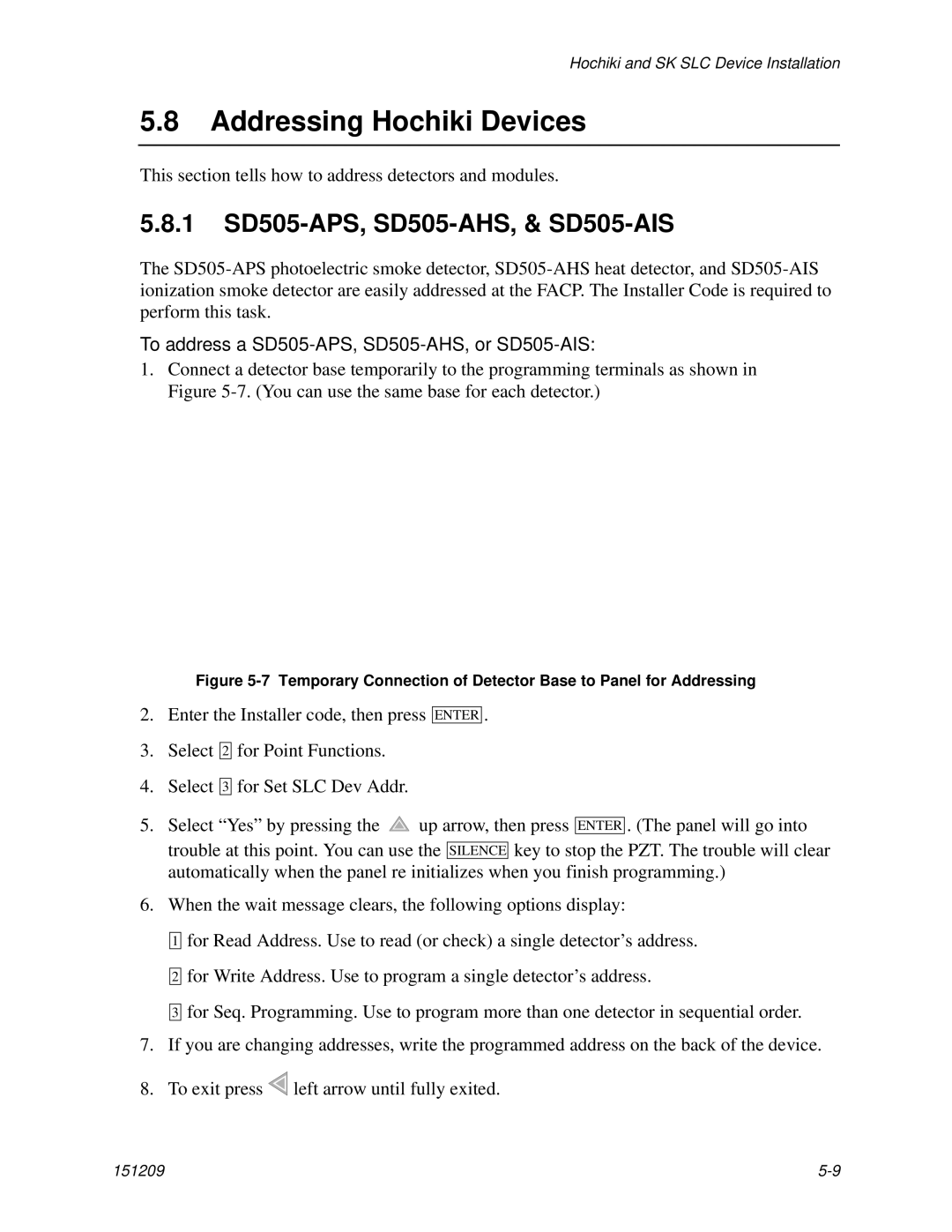 Honeywell 5820XL manual Addressing Hochiki Devices, 1 SD505-APS, SD505-AHS, & SD505-AIS 