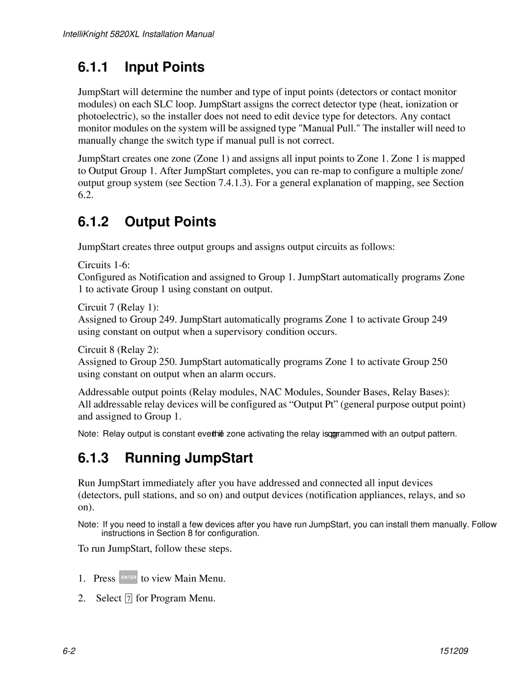 Honeywell 5820XL manual Input Points, Output Points, Running JumpStart 