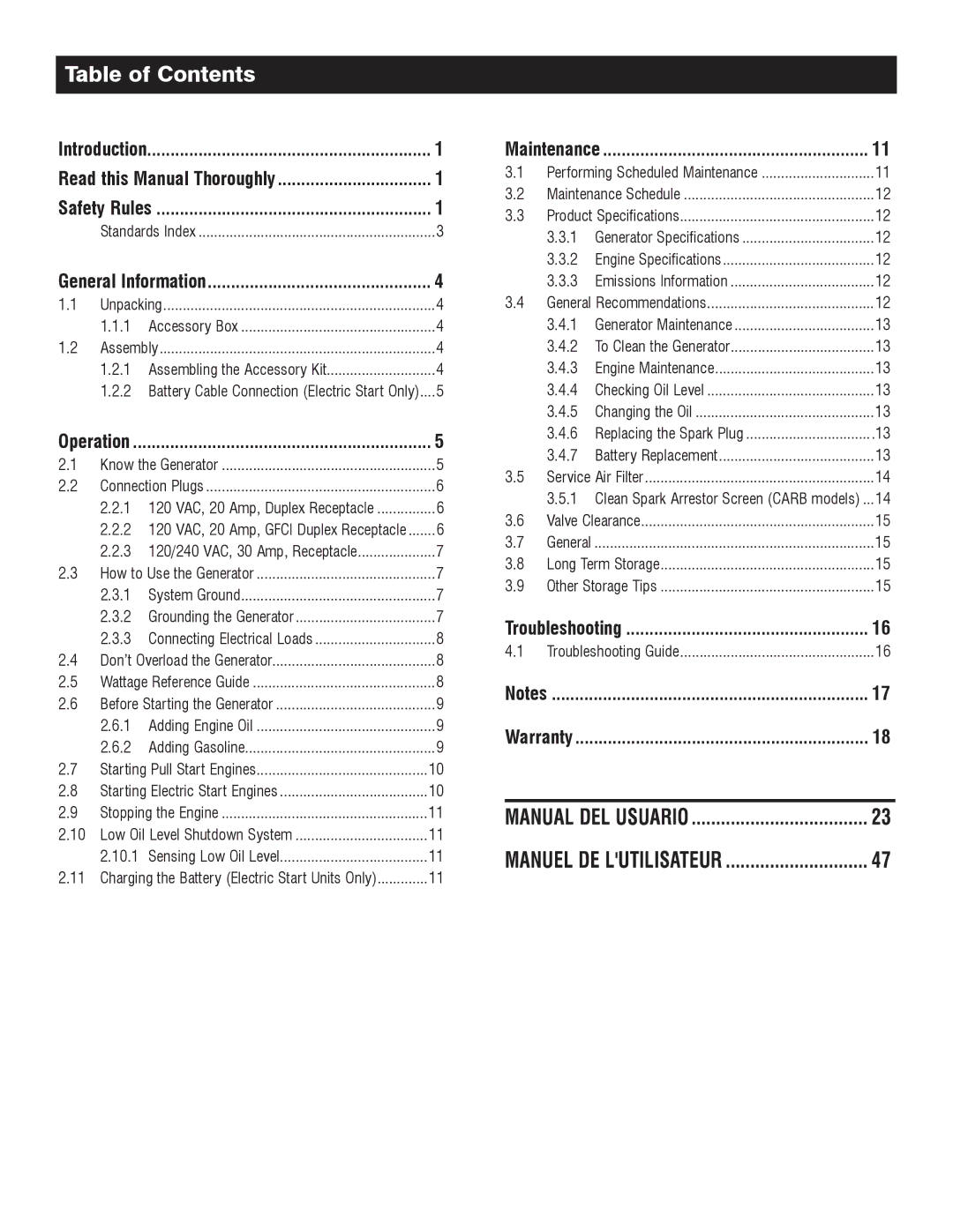 Honeywell 6039 owner manual Table of Contents 