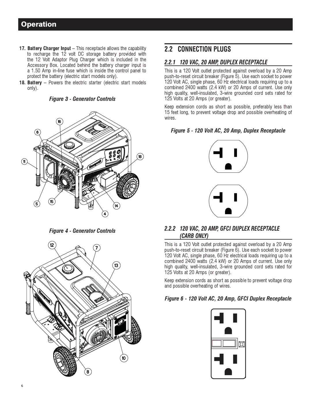 Honeywell 6039 owner manual Generator Controls 