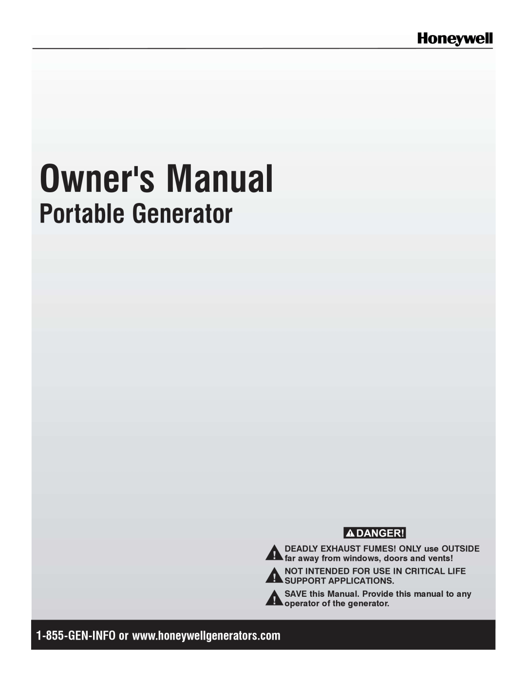 Honeywell 6039 owner manual Portable Generator 