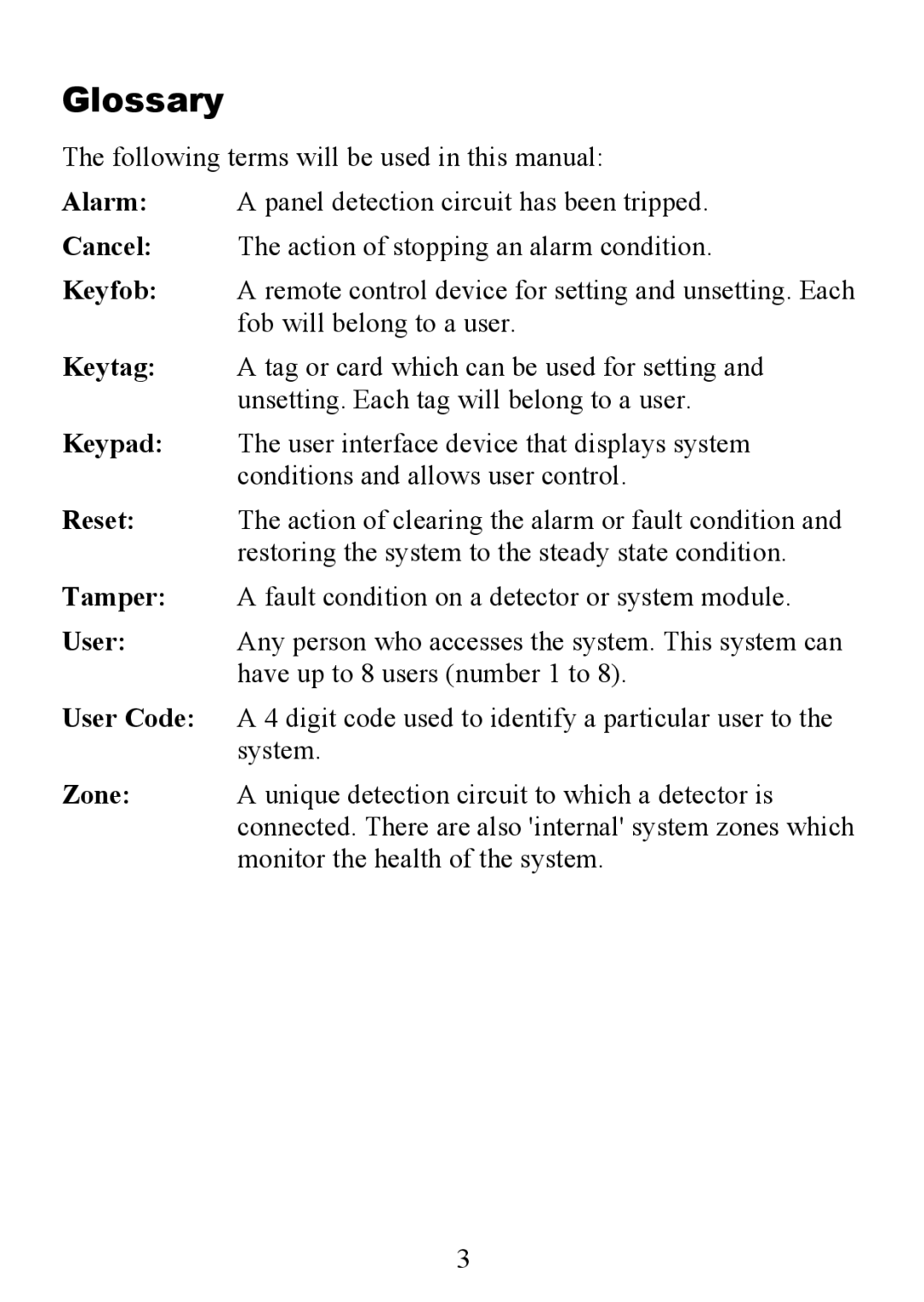 Honeywell 6160EX manual Glossary 