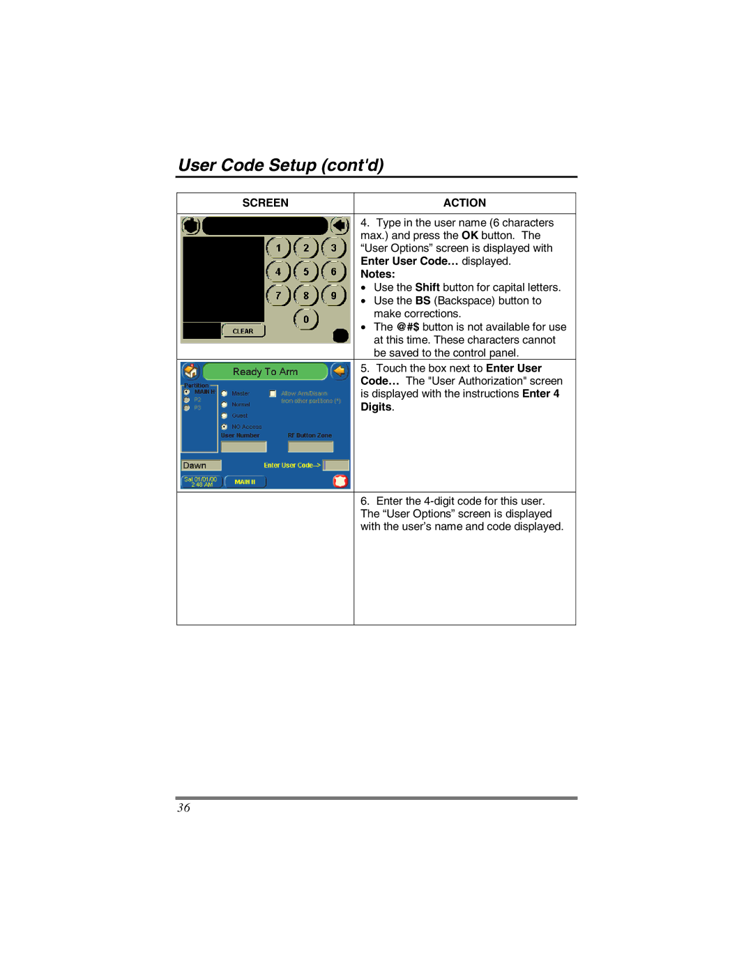 Honeywell 6271 manual Enter User Code… displayed, Digits 