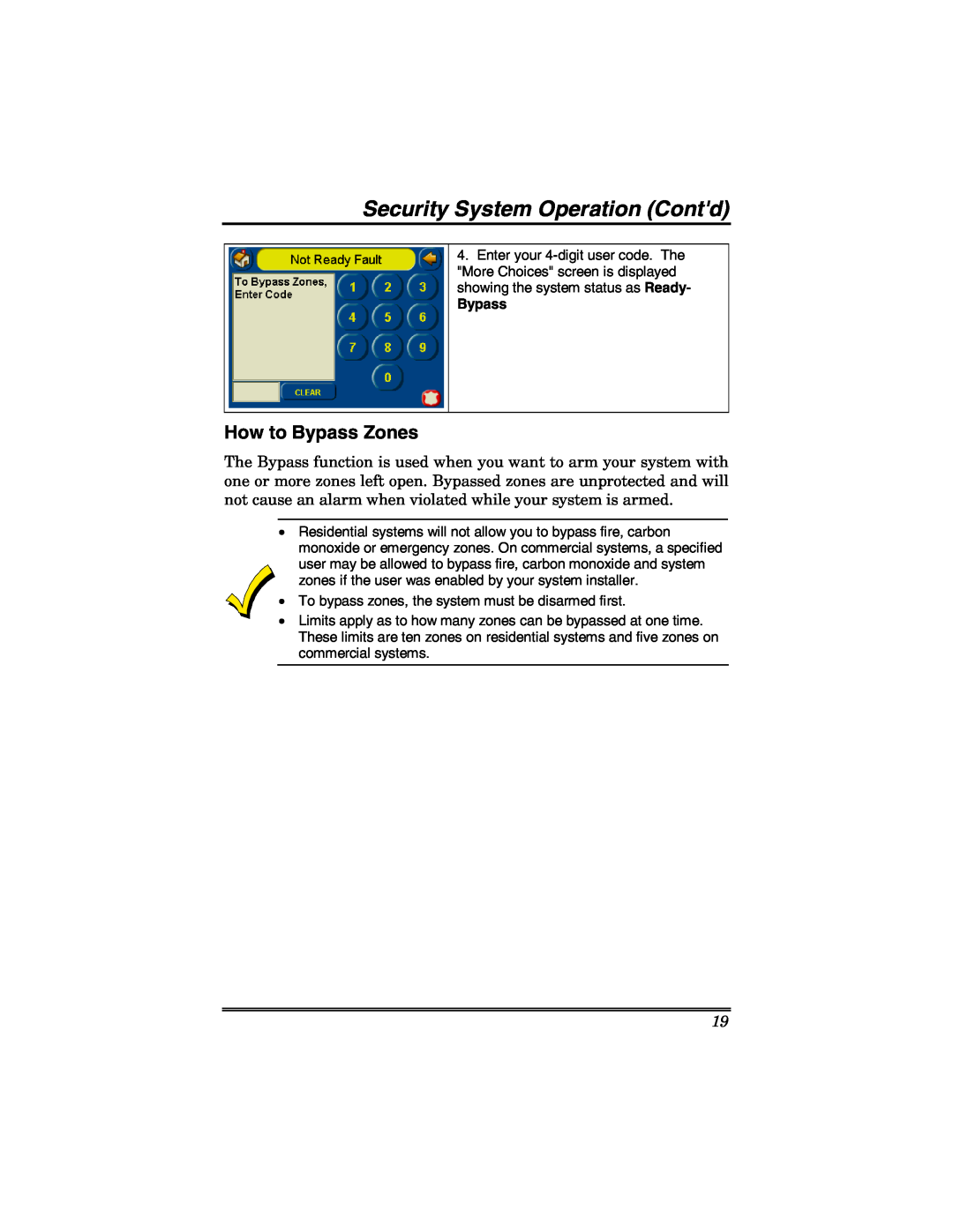 Honeywell 6271 manual How to Bypass Zones, Security System Operation Contd 