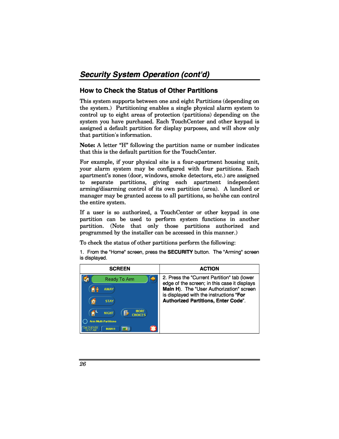Honeywell 6271 manual How to Check the Status of Other Partitions, Security System Operation contd 