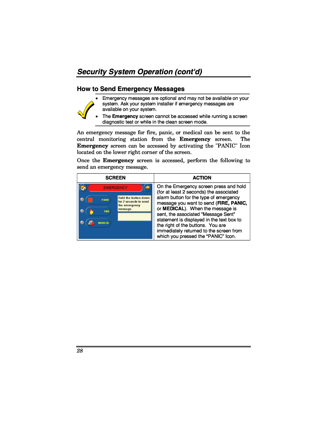 Honeywell 6271 manual How to Send Emergency Messages, Security System Operation contd 