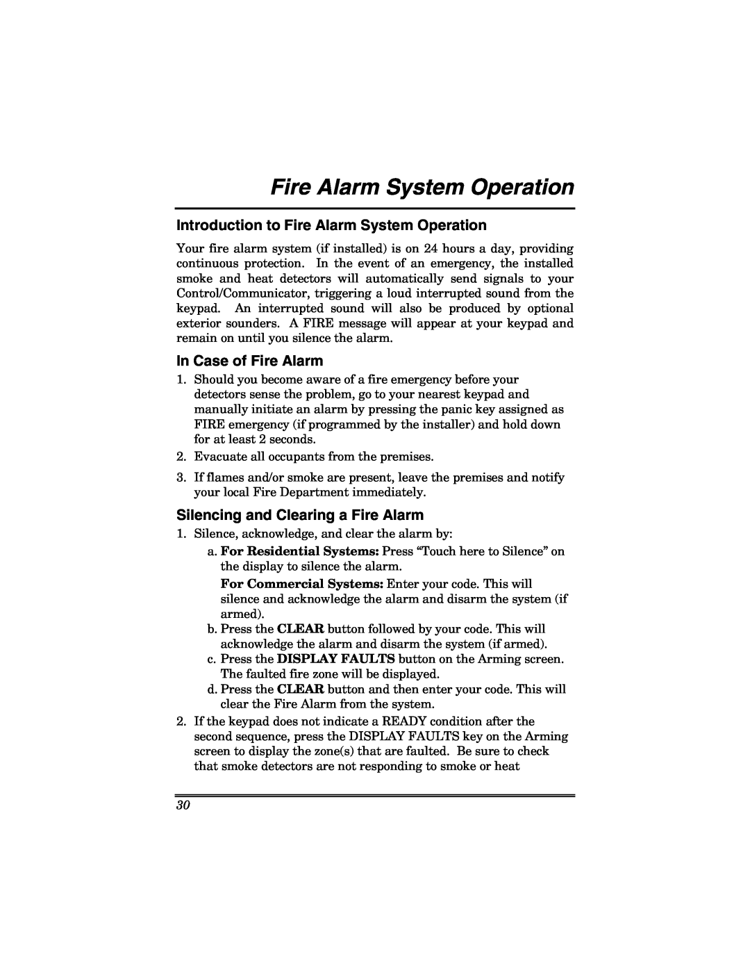 Honeywell 6271 Introduction to Fire Alarm System Operation, In Case of Fire Alarm, Silencing and Clearing a Fire Alarm 