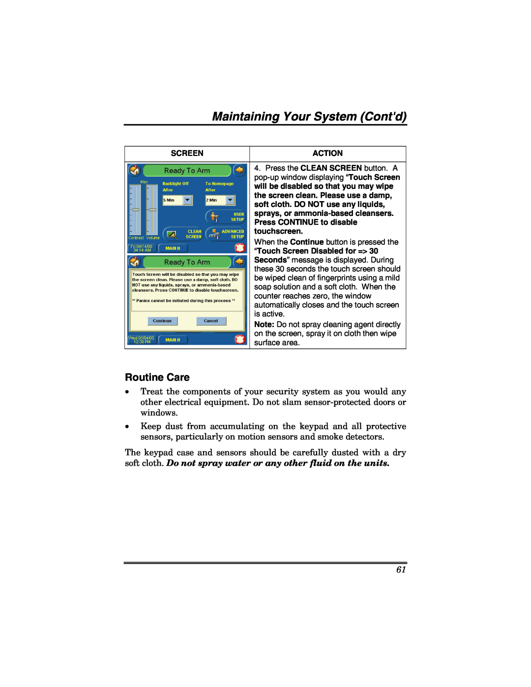Honeywell 6271 manual Maintaining Your System Contd, Routine Care 