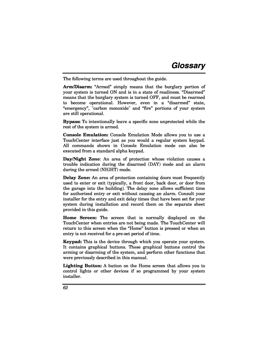 Honeywell 6271 manual Glossary 