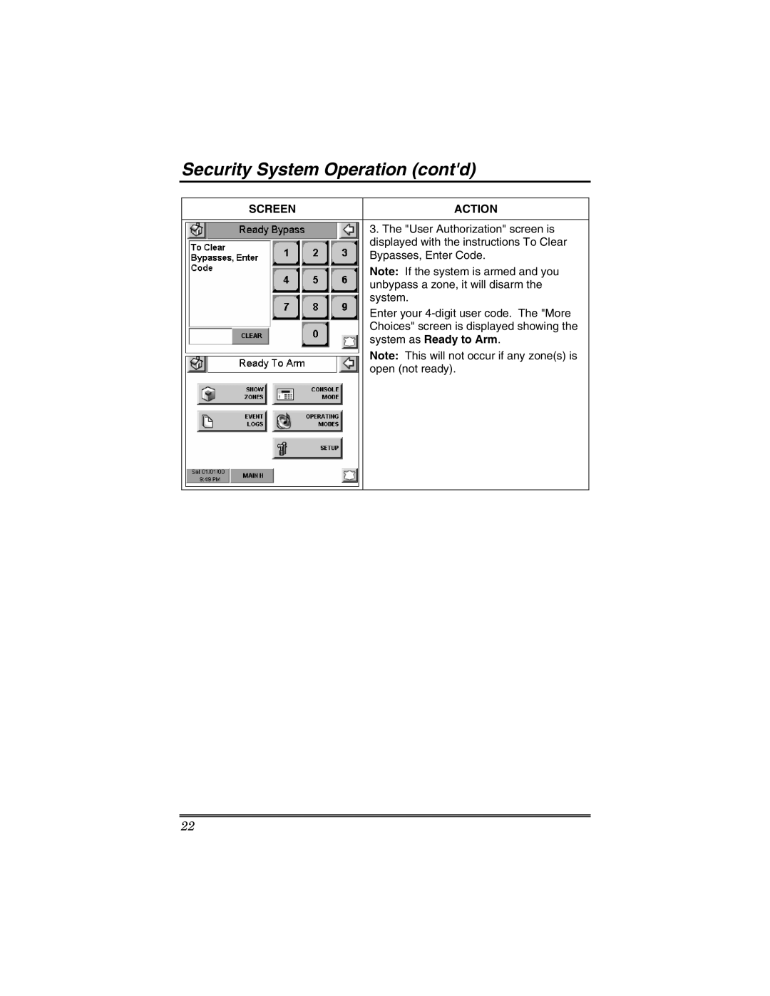 Honeywell 6271V manual Security System Operation contd 